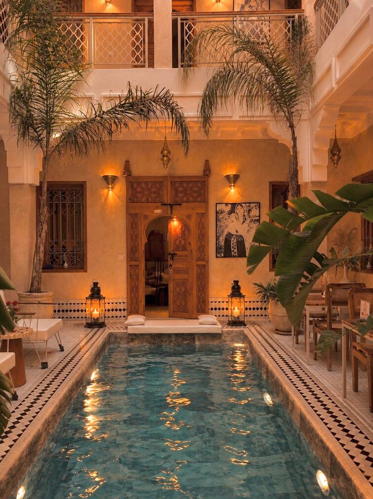 The courtyard of Riad Aslal in Marrakech
